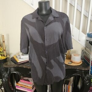 Zara men's shirt camouflage short sleeve camo camp collar size L